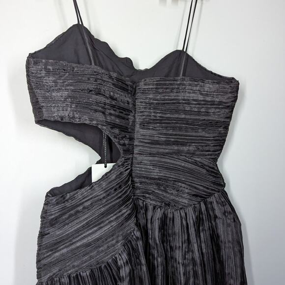 Aje Laurier Wave Maxi Dress Cutout Plisse Organza Black Gown Size 10 US NWT - Picture 8 of 12
